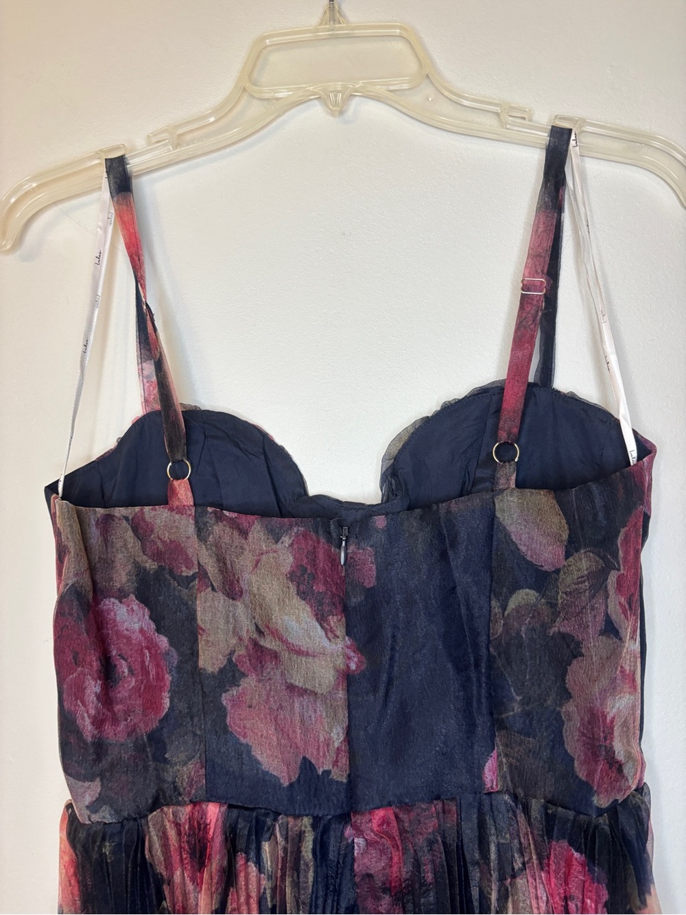 NWT Lulu's alluring midnight blue Midi Dress with Pink Floral Print - Picture 8 of 10